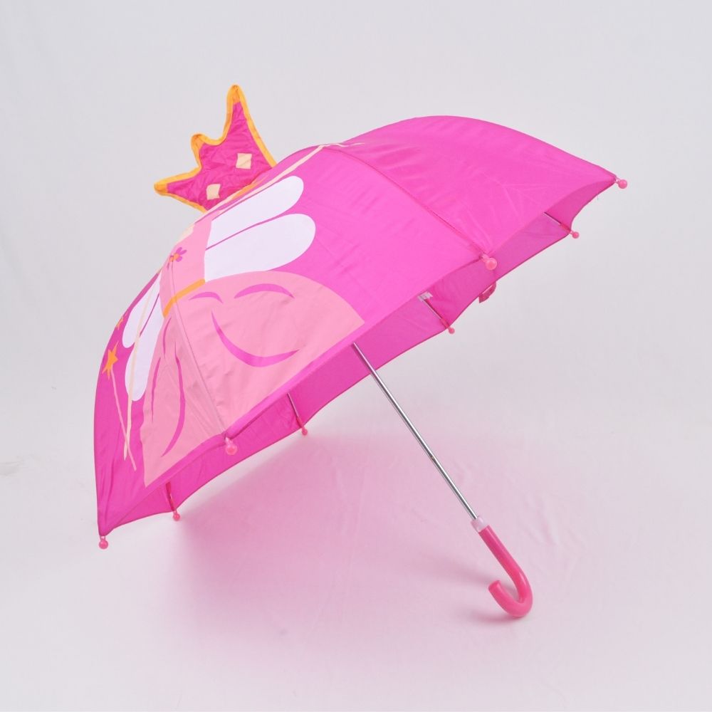 Easy To Use Umbrellas For Baby Girls With 3D Queen Prints 3 - 8 Years