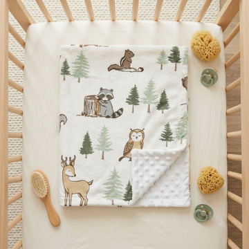 Woodland Animal Print Mink Blanket