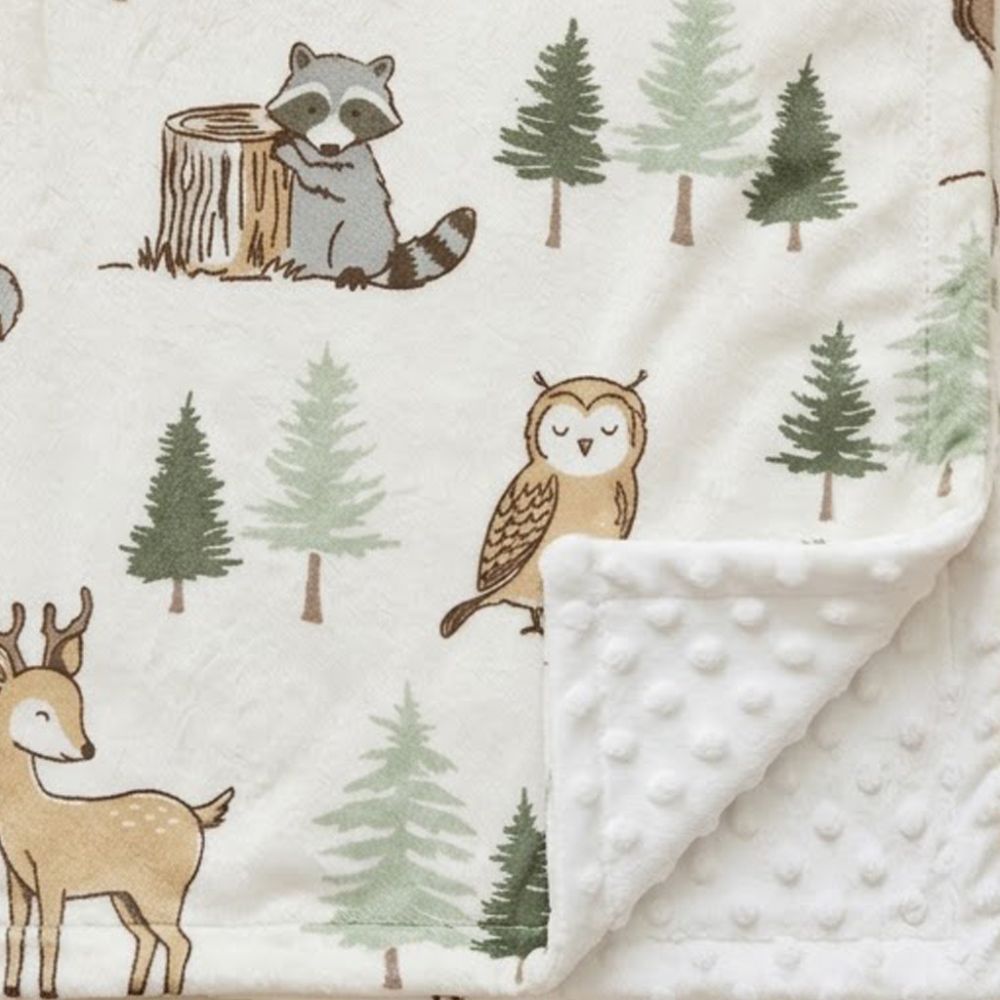 Woodland Animal Print Mink Blanket