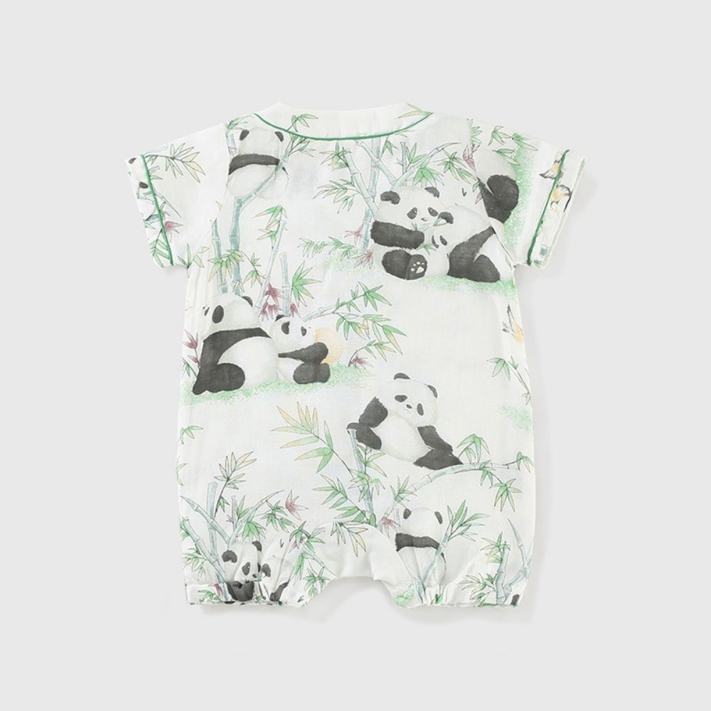 Panda and Bamboo Print Half Romper for Kids