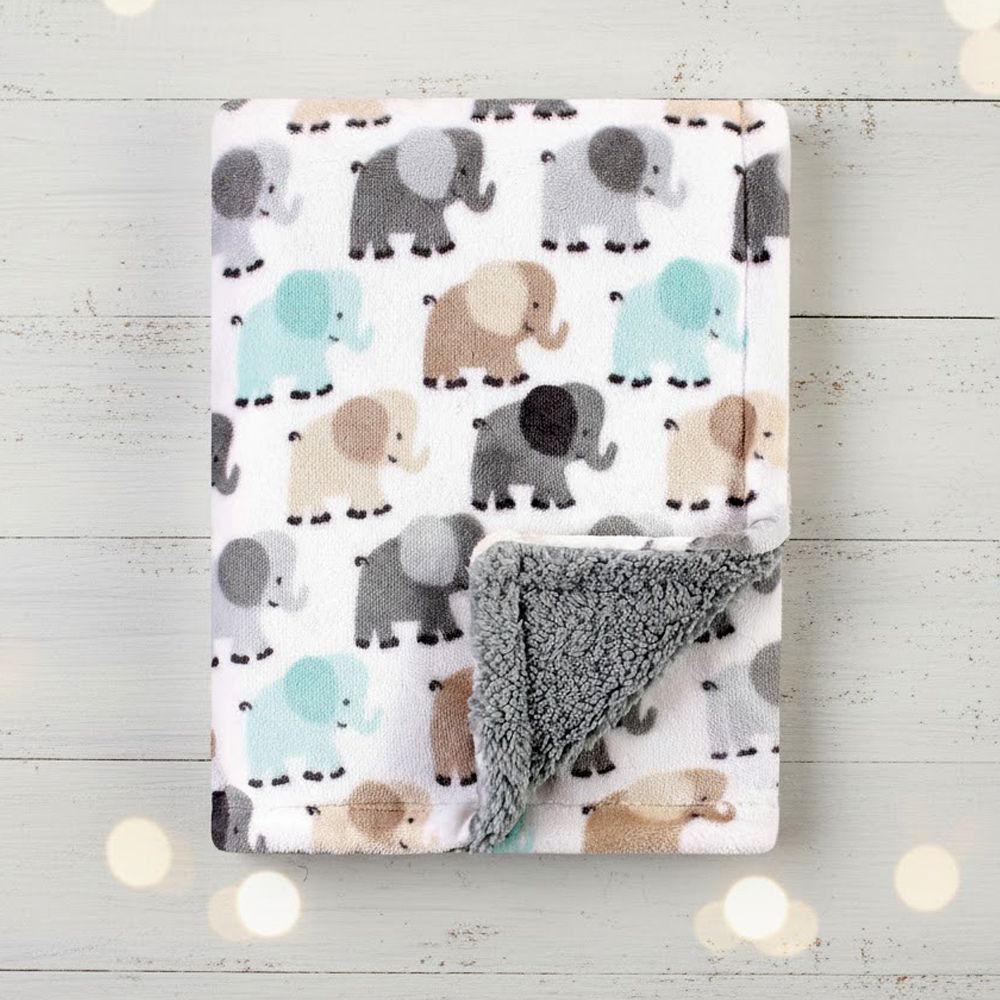 Elephant Pattern Baby Plush Blanket