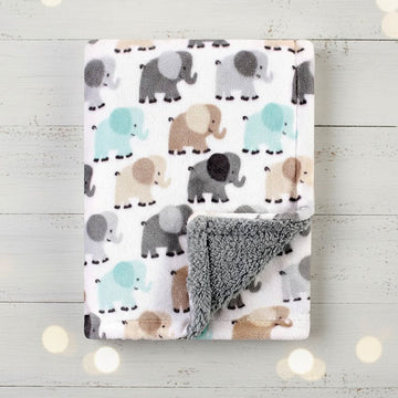 Elephant Pattern Baby Plush Blanket