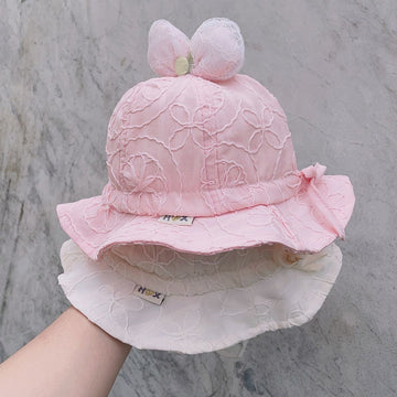 Bow Embellished Cotton Soft Hat Cap For Baby Girls 2 To 4 Years