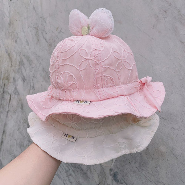 Bow Embellished Cotton Soft Hat Cap For Baby Girls To Years