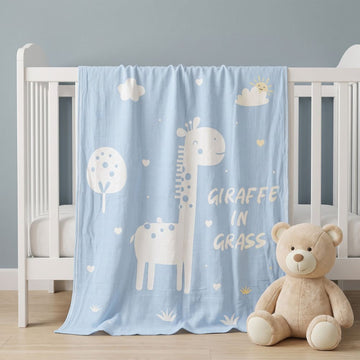 Kids Printed Blanket: Bear and Giraffe Theme