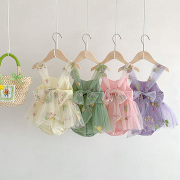 Baby Girl Floral Embroidered Tulle Romper