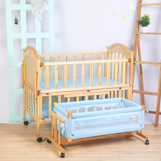 Wooden Cot with Swinging Cradle