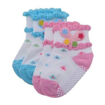 Pink & Blue Baby Socks Ruffled Ankle Cuffs