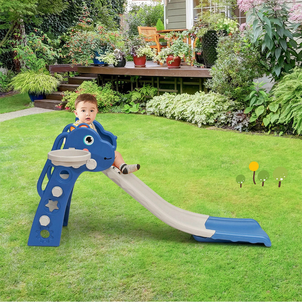 Indoor Slide for Kids with Basketball Ring - Pink