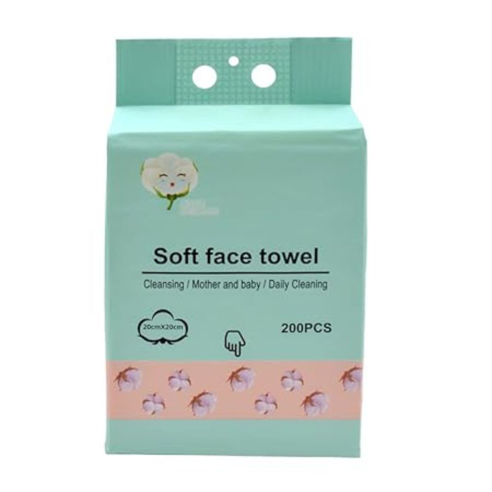 Soft Portable Face Towel Organic Natural Dry Wipes For Daily Cleansing Pack Of 200 Pieces