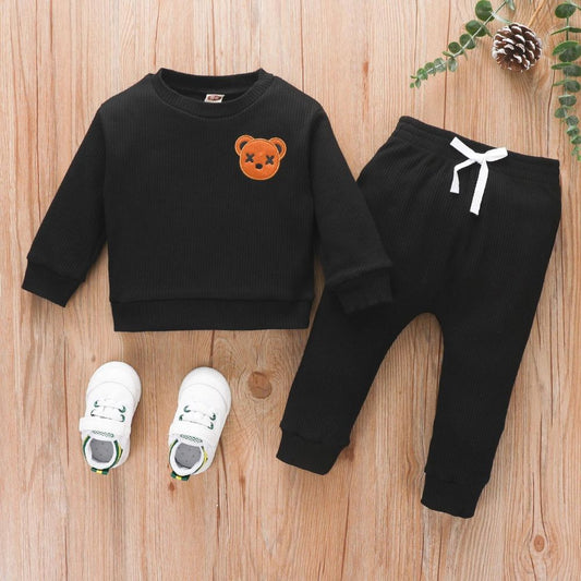 Cute Bear Co-ord  Full Sleeves Tees And Pants Set For Kids