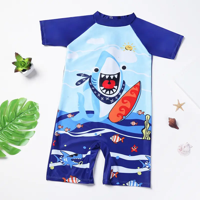 Shark Print One Piece Swimwear For Kids