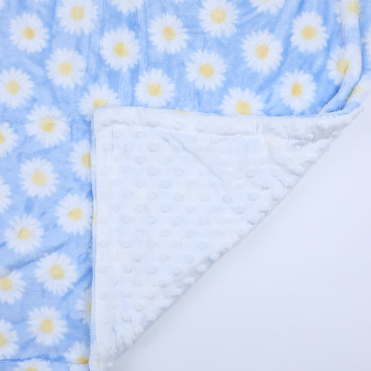Daisy Flower Print Dotted Fleeced Soft Blanket For Baby