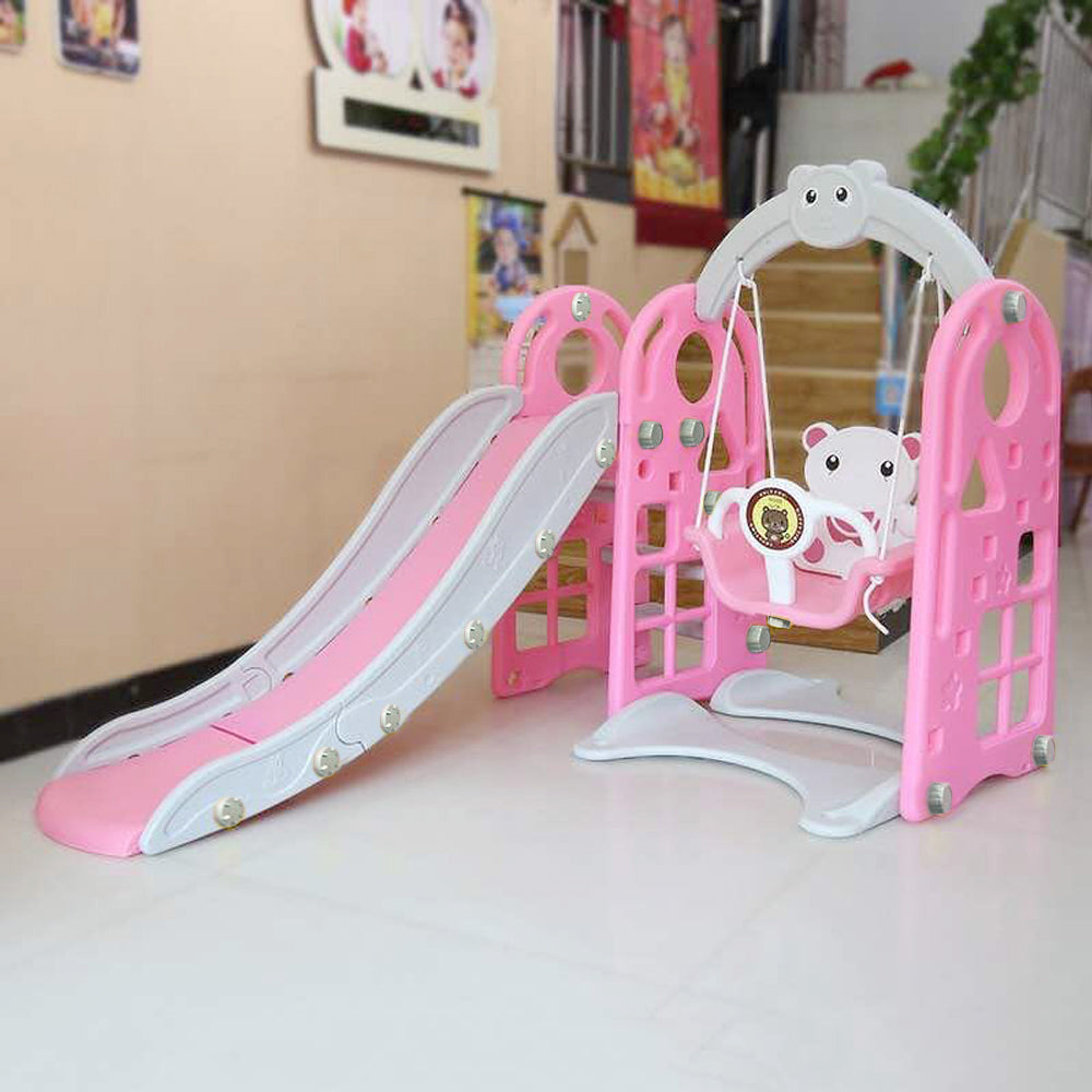 Indoor And Outdoor Slide And Swing Set For Toddler - Pink