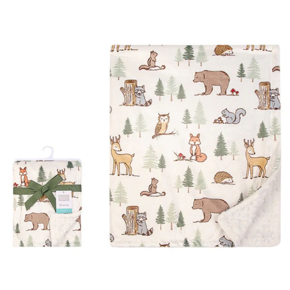 Woodland Animal Print Mink Blanket