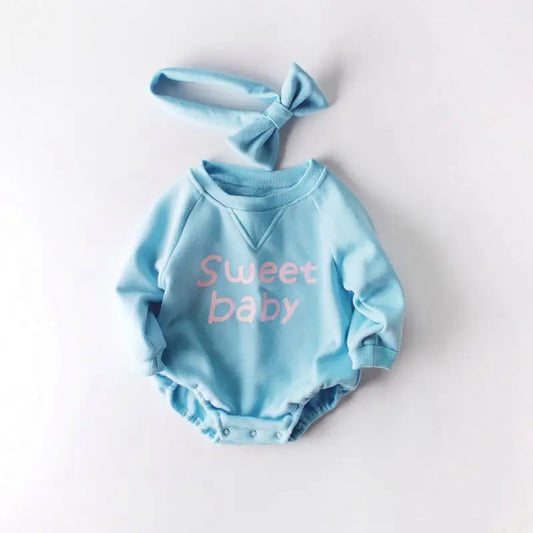 Sweet Baby Onesies With Headband For Girls