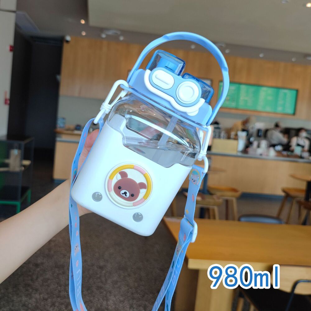 Dual Straw Water Bottle With Strap