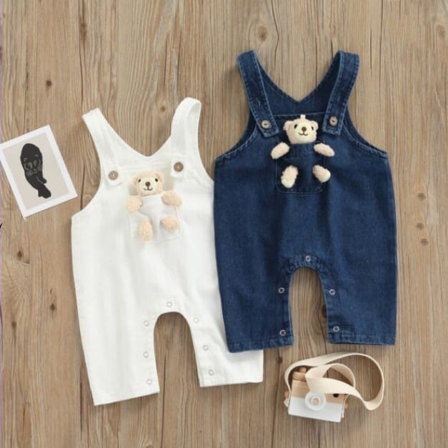 Denim Dungaree with Cute Teddy