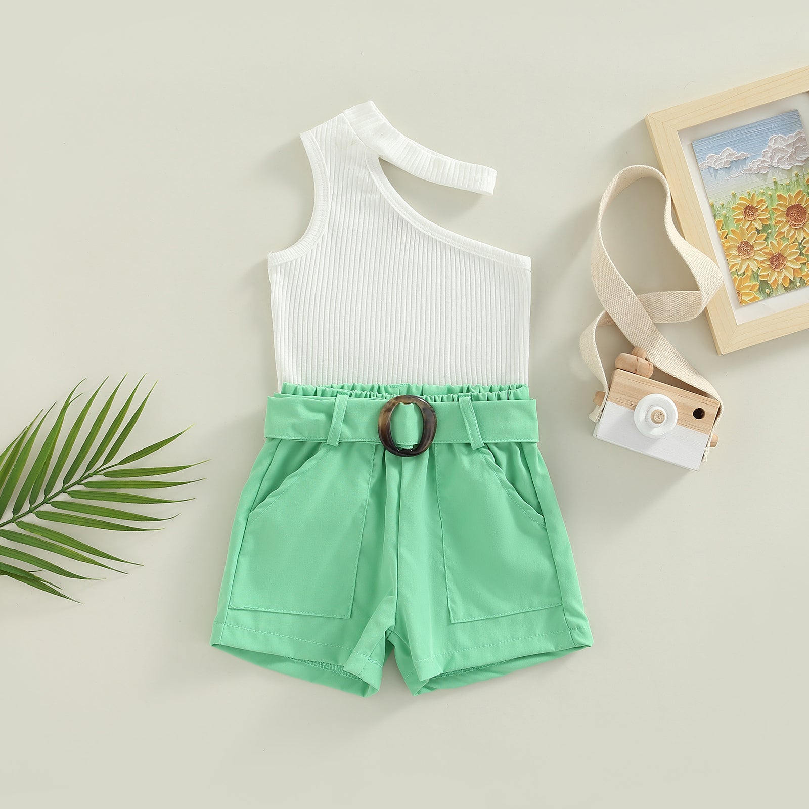 Asymmetrical Top with Shorts Set