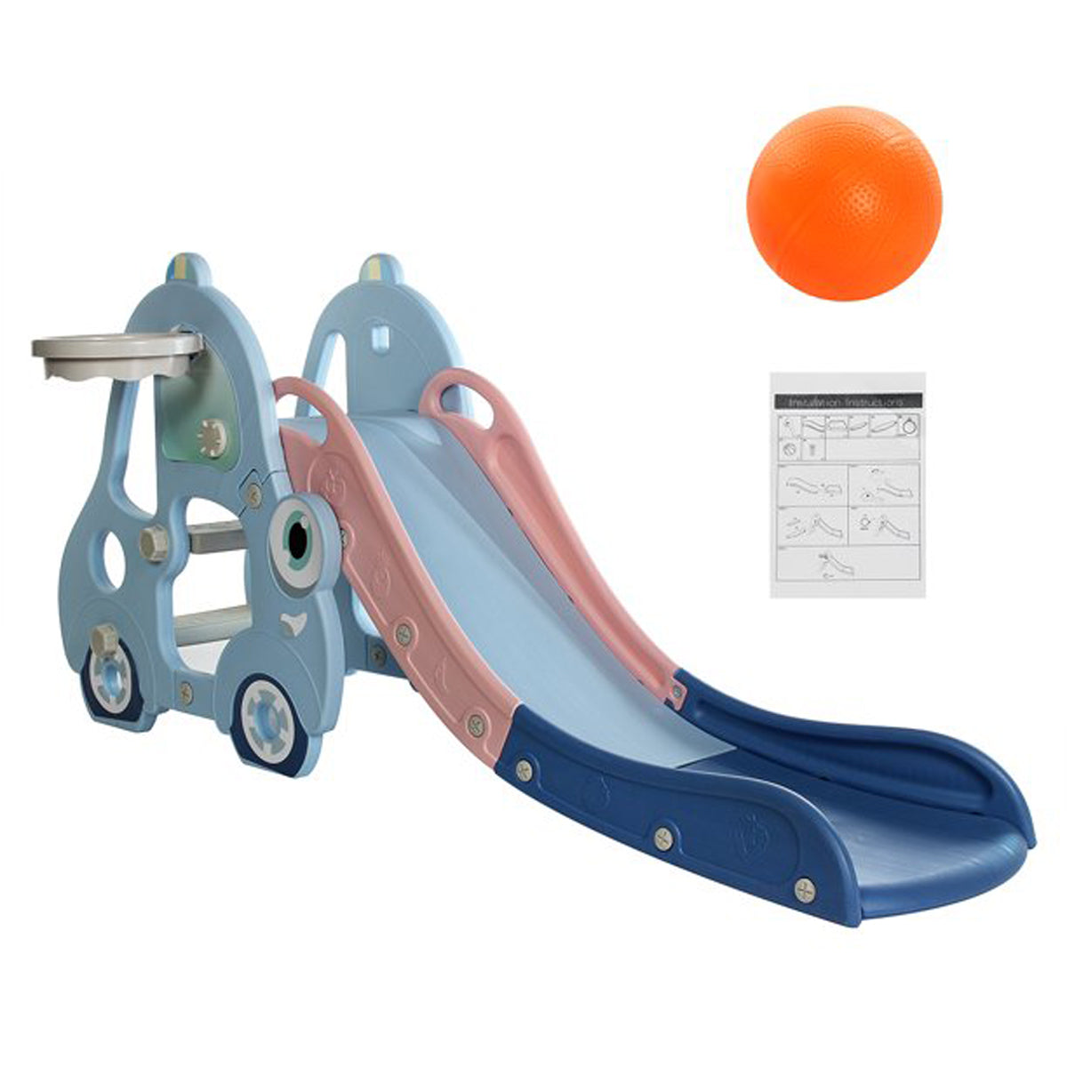 Indoor Slide for Kids with Basketball Ring