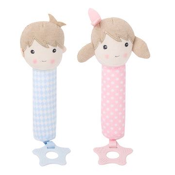 Soft Plush Rattle Handbells Toys with Teether