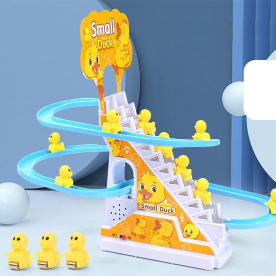 Mini Duck Race Track Set With Automatic Stair-3 Climbing Ducklings with Light & Music
