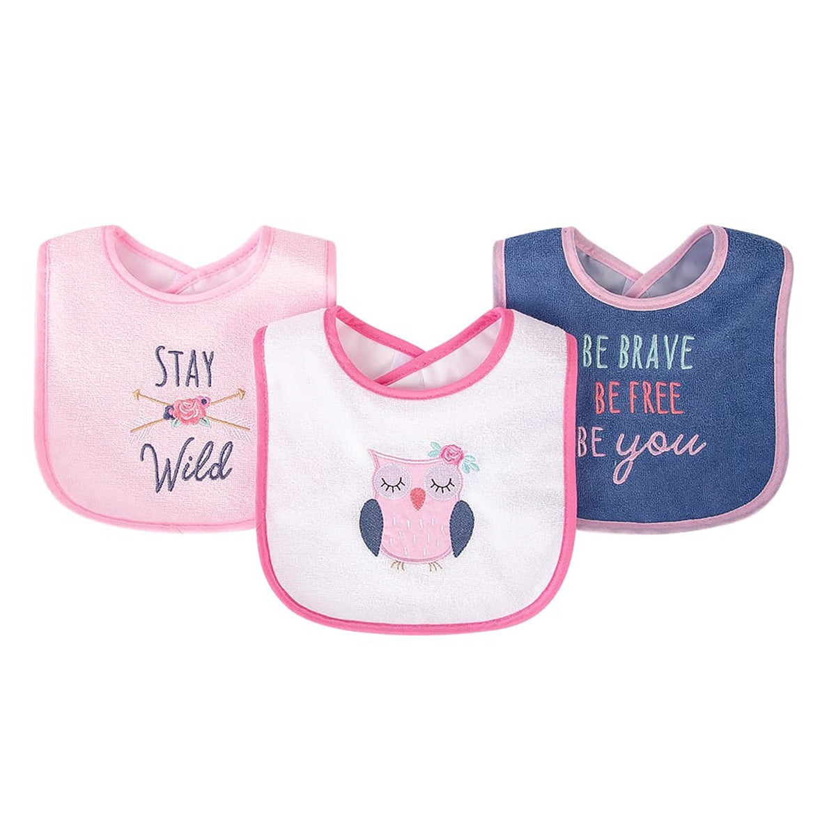 Cotton Terry Drooler Bibs with Peva Back - Pack of 3