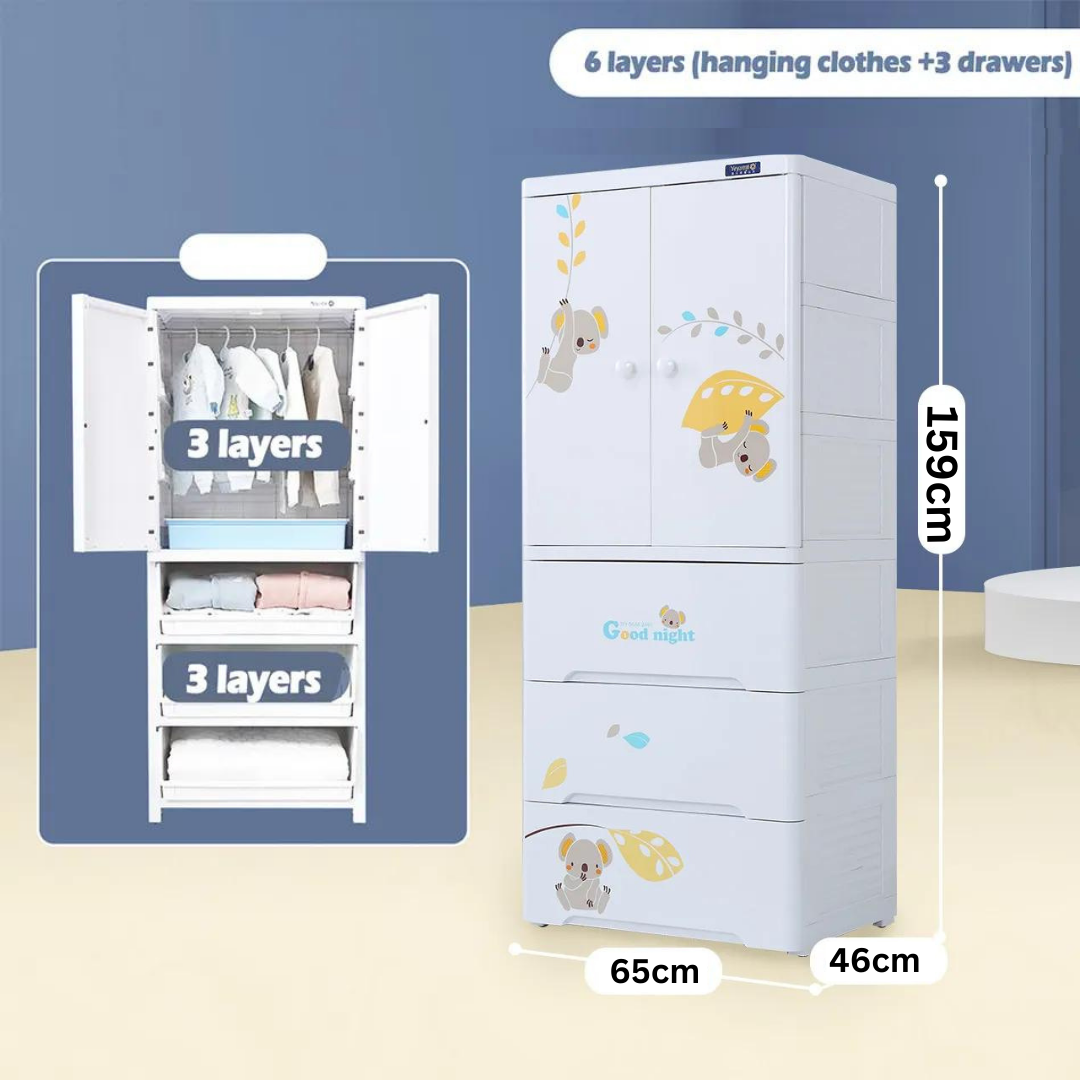 6 Layer Thickened Fibre Plastic Almirah With Multi-Cupboard, Storage Drawers