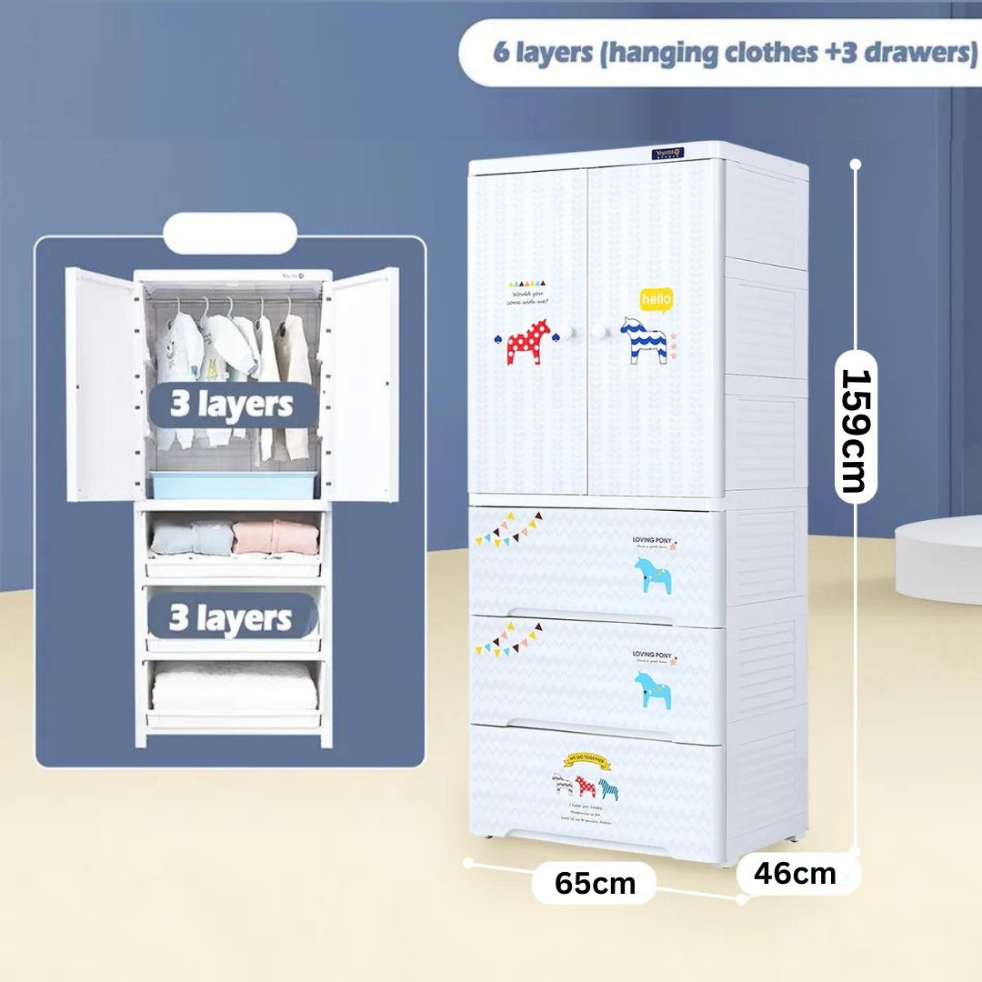 6 Layer Thickened Fibre Plastic Almirah Cupboard, Storage Drawers