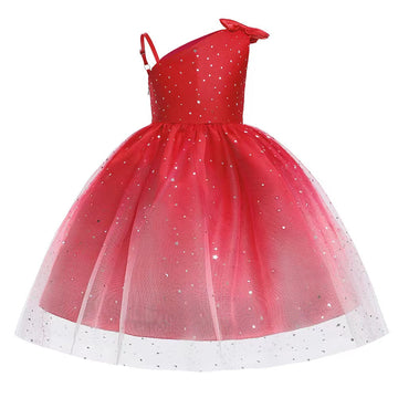 Girls Bow Applique Sleeveless Party Frock