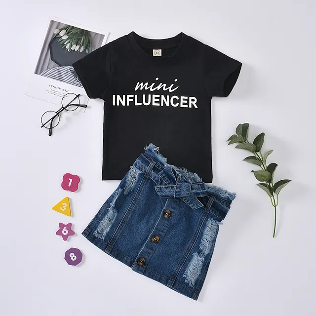 Mini Influencer Belted Denim Skirt Set