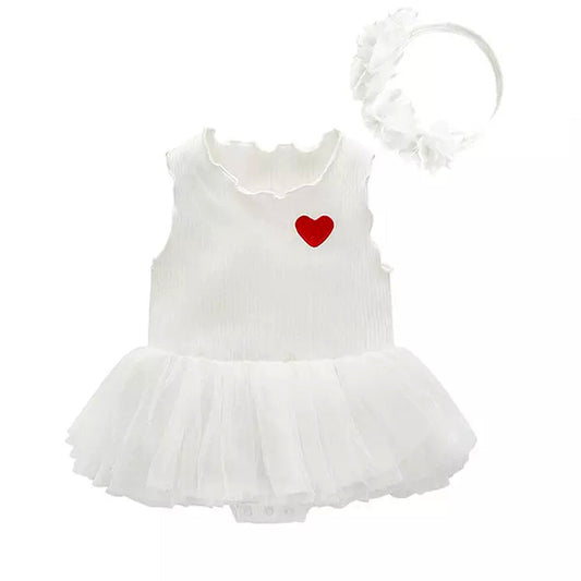 Party Wear Tulle Dress With Headband For Newborn