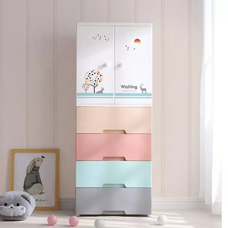 7 Layer Thickened Fibre Plastic Cupboard, Storage Drawers Baby Cabinet