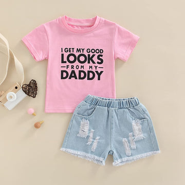 T-Shirt and Denim Shorts Set