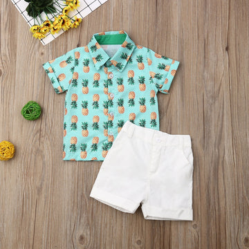 Stylish Pineapple Half Shirt and Short Set