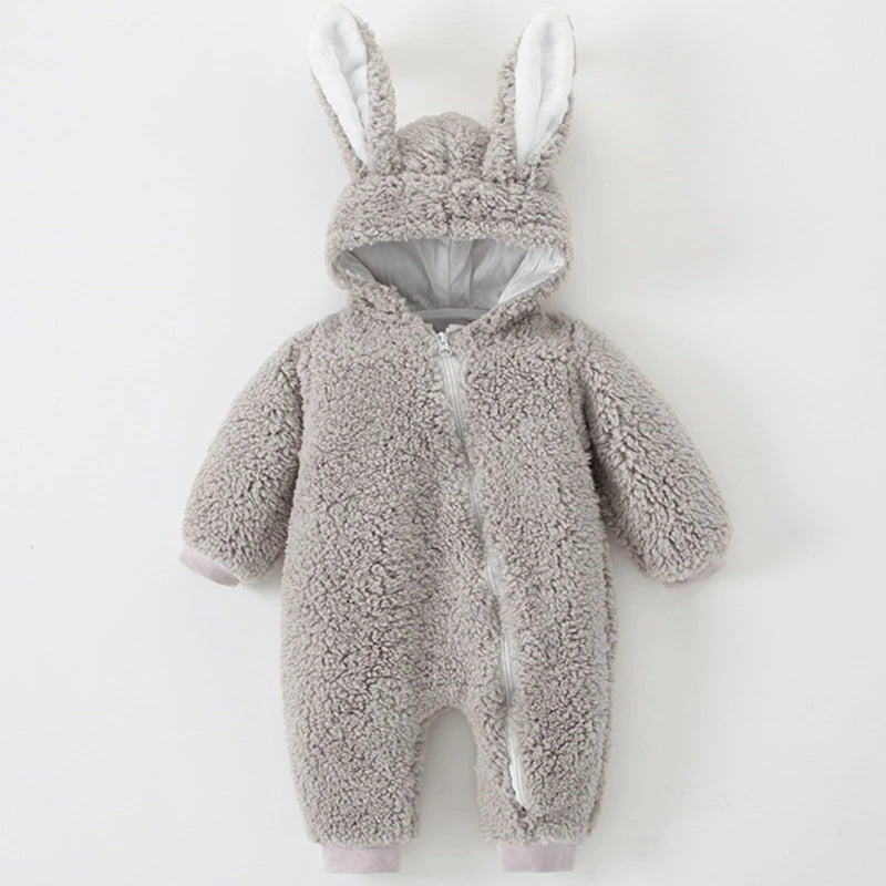 Cozy Kids Single Zip Hooded Fur Romper - Warm & Snuggly