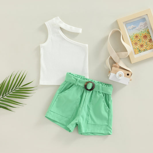 Asymmetrical Top with Shorts Set