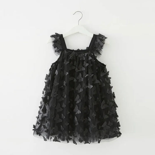 Baby Girl Butterfly Ruffled  Sleeveless Party Dress