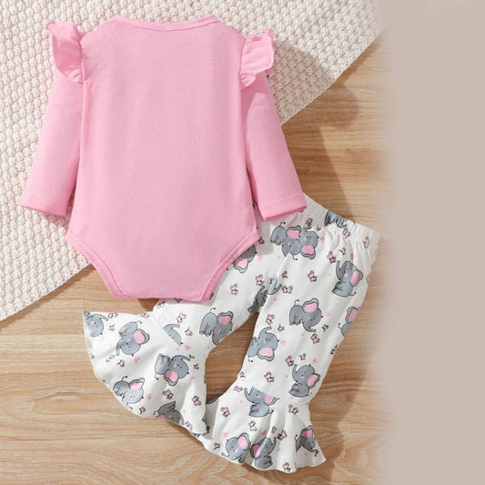 Full Sleeves Bodysuit Romper and Elephant Tail Pants Set