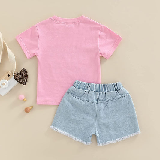 T-Shirt and Denim Shorts Set