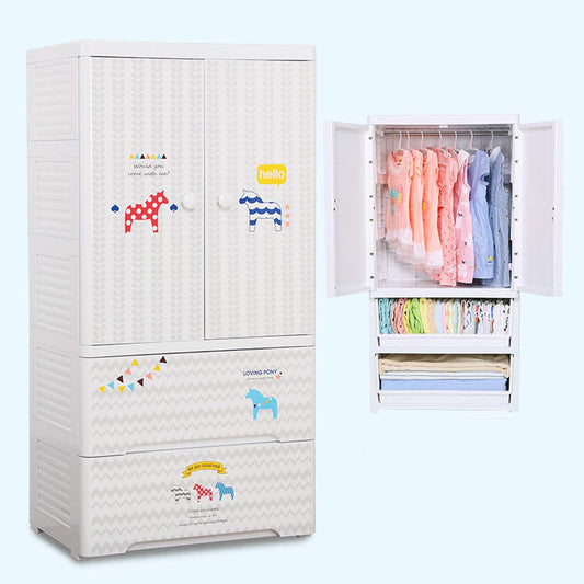 5 Layer Thickened Fibre Plastic Almirah With Cupboard, Storage Drawers