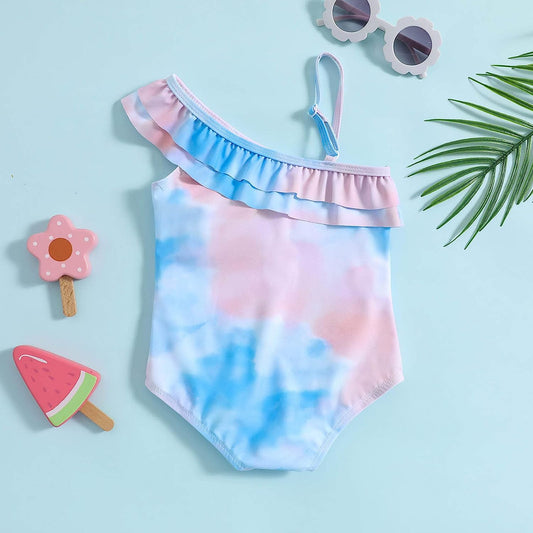 Girls One Piece Tie and Dye Swimsuit