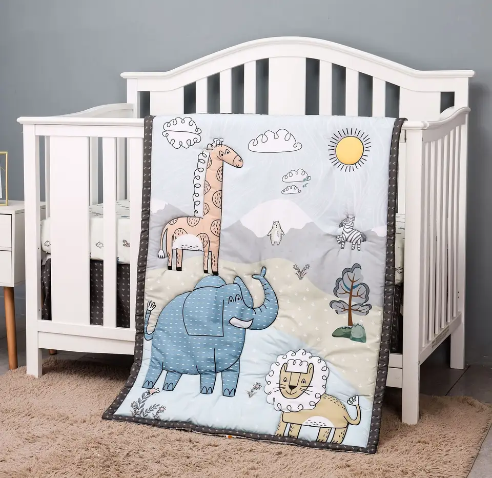 Cotton Crib Bedding Set/ Cot Set - Pack of 7
