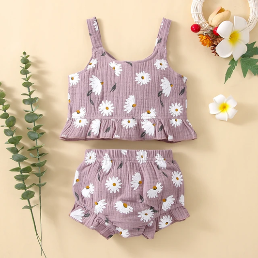 Sleeveless Top & Shorts Co-ord Sets Floral Print Dress