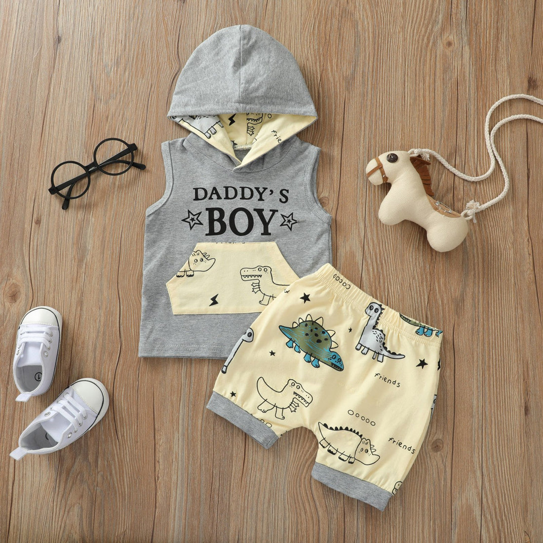 Hooded Sleeveless Tank T-Shirt & Shorts Set