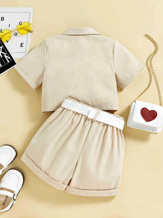 Collar-Neck Top With Shorts Co-ord Set