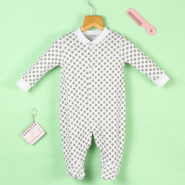 Printed Full Sleeve Cotton Romper  0 - 3 M