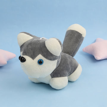 Grey And White Dog Soft Toy
