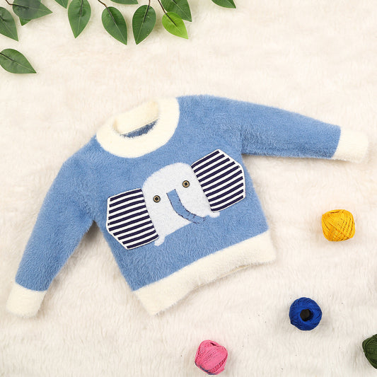 Long-sleeve Solid Fluffy Fleece Sweater