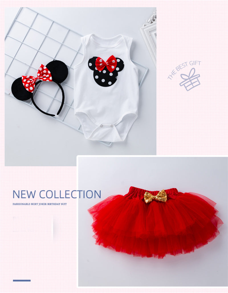 Romper With Tutu Skirt Set And Headband